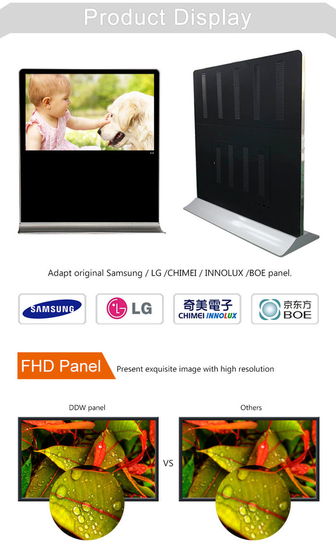 IP65は屋外LCDのビデオ壁のデジタル表記のキオスクのタッチ画面を49インチの自由な地位防水します